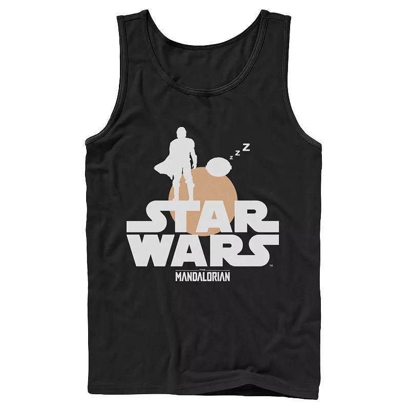 Mens Star Wars The Mandalorian The Child Sunset Silhouette Logo Tank Top Product Image