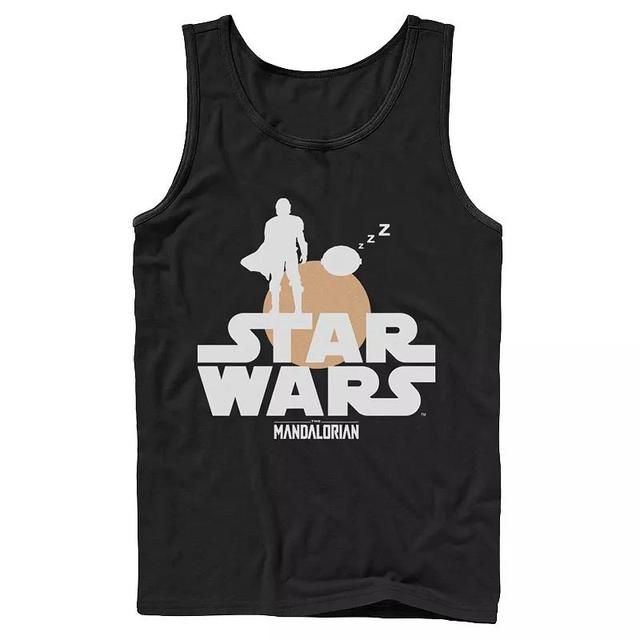 Mens Star Wars The Mandalorian The Child Sunset Silhouette Logo Tank Product Image