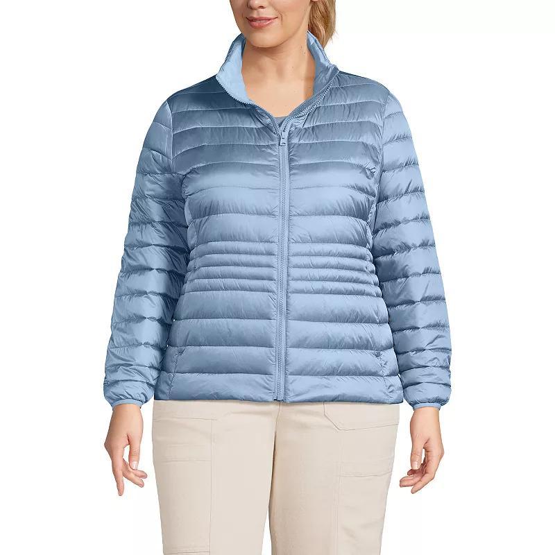 Plus Size Lands End Wanderweight Packable Down Jacket, Womens Grey Shine Product Image