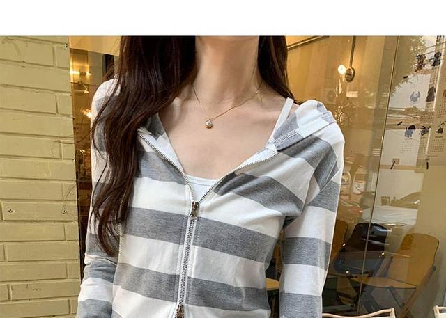 Striped Hooded Zip Jacket Product Image