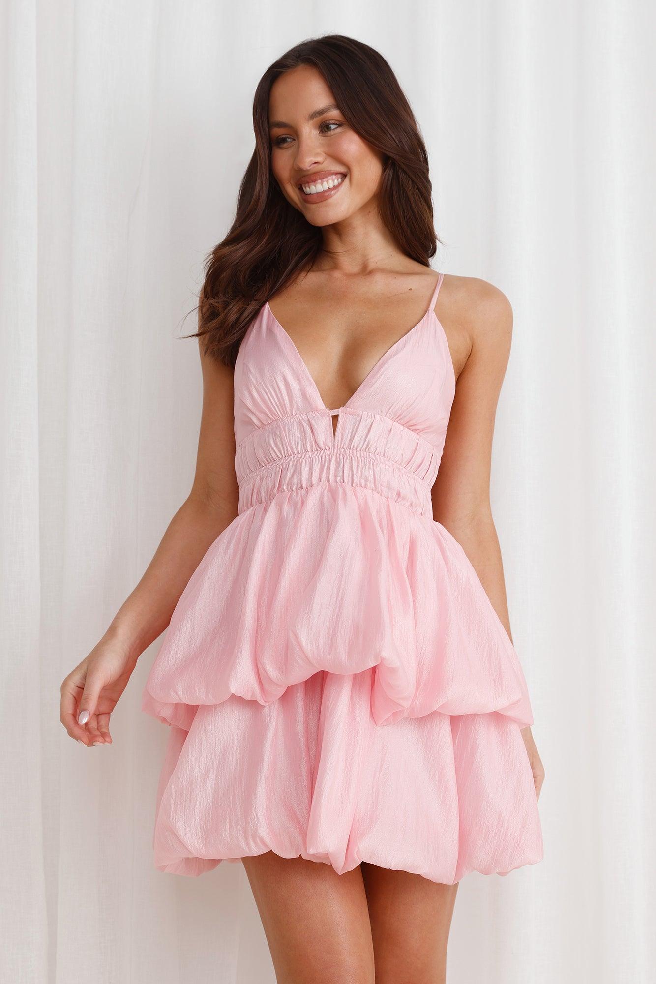 Lively Atmosphere Bubble Mini Dress Pink Product Image