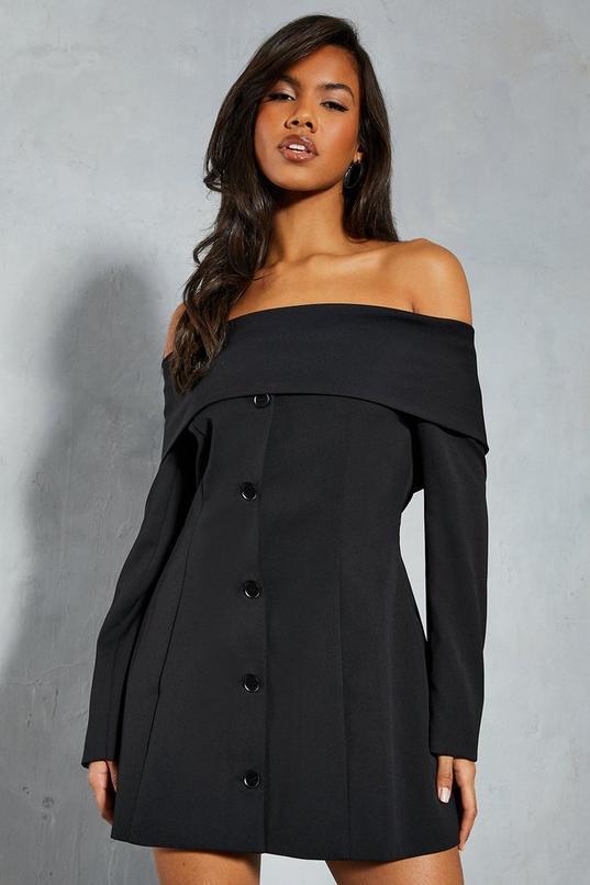 Tailored Bardot Blazer Mini Dress Product Image