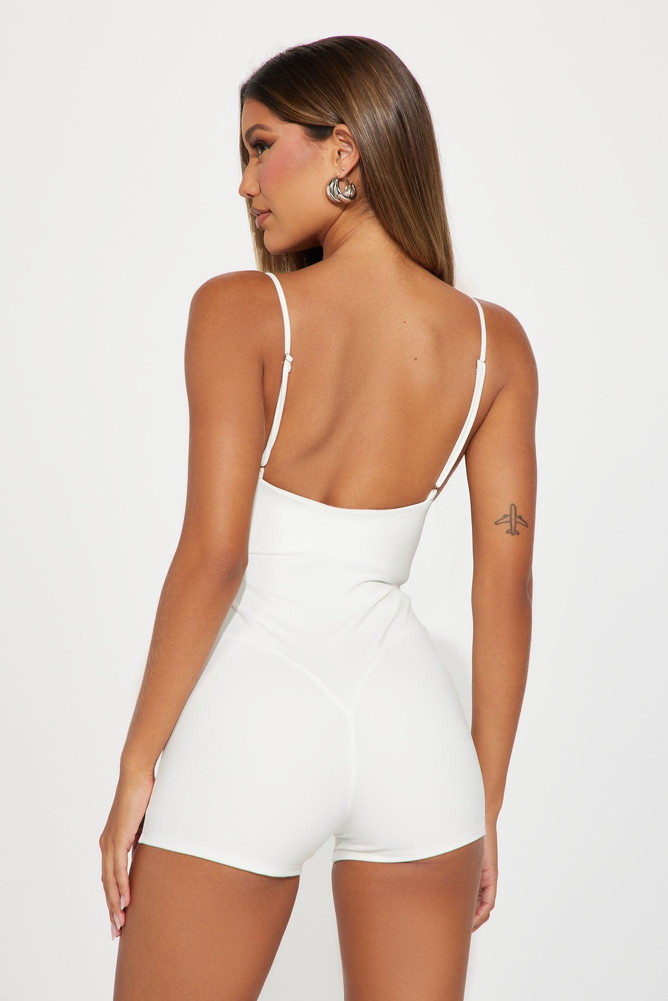 Deborah Double Lined Romper - Ivory Product Image