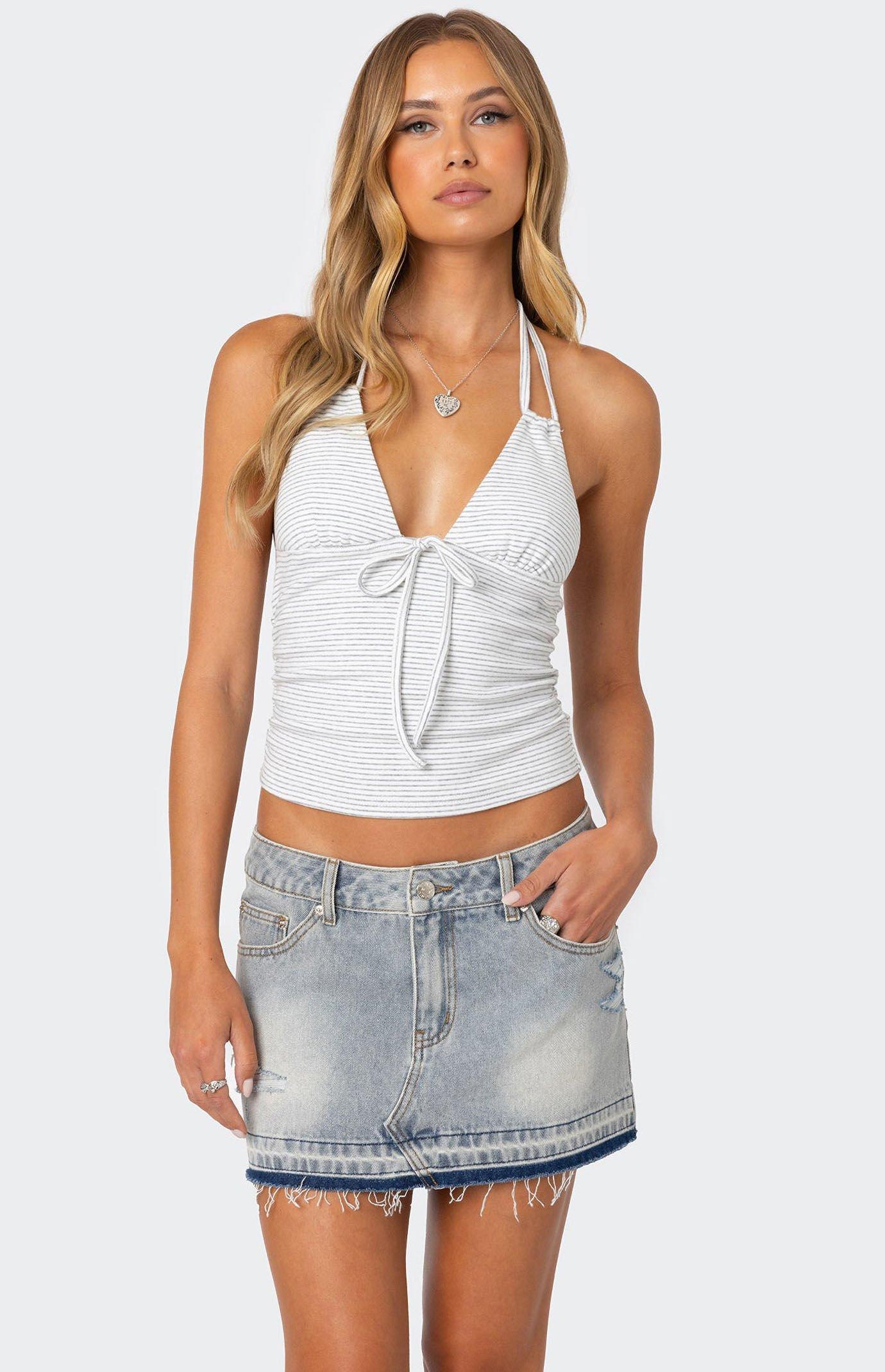 Edikted Women's Lanai Striped Halter Top product image