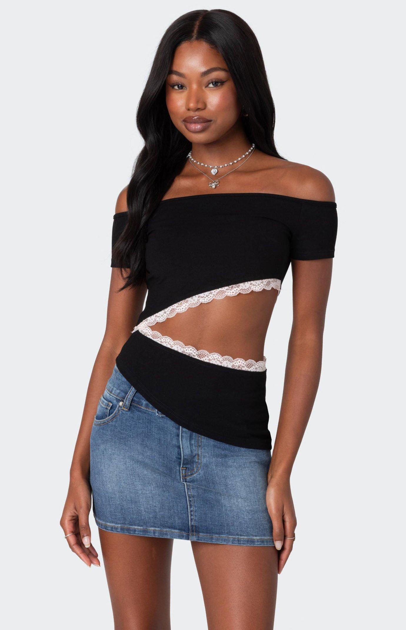 Edikted Women's Annaise Off Shoulder Cut Out Top Product Image