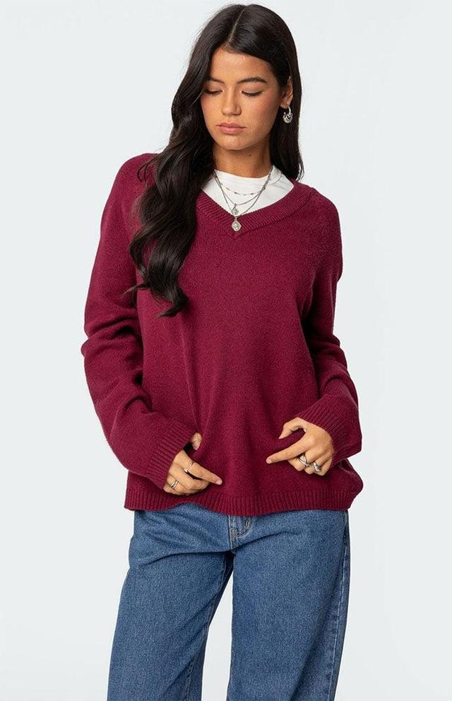 Edikted Womens Martha Oversized V Neck Sweater Product Image