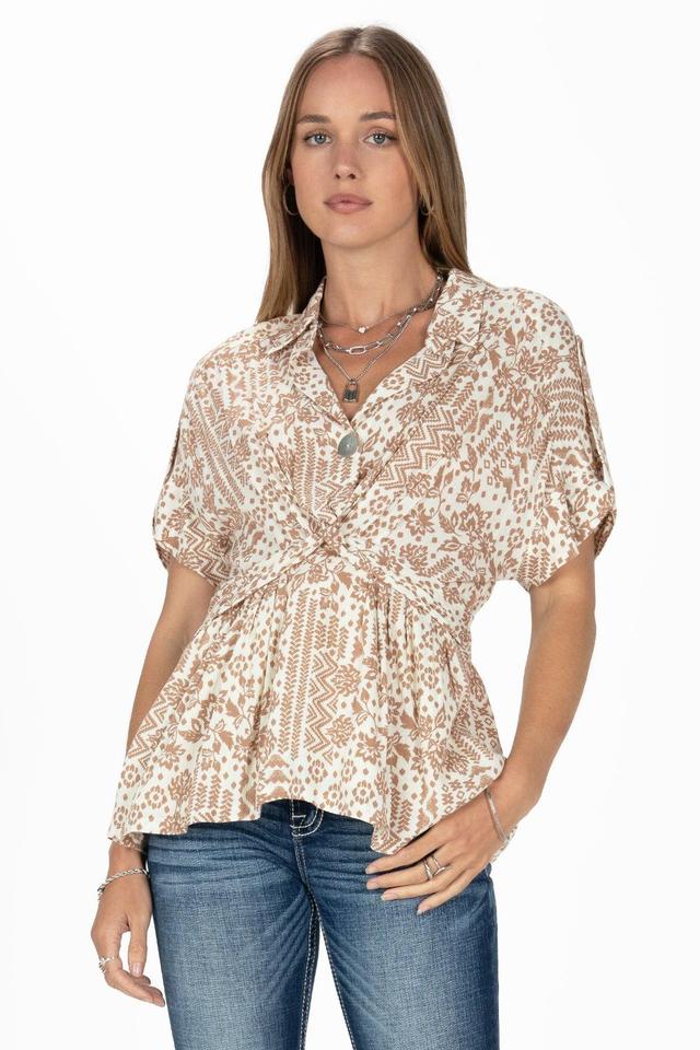 Aztec Print Twist Blouse Product Image