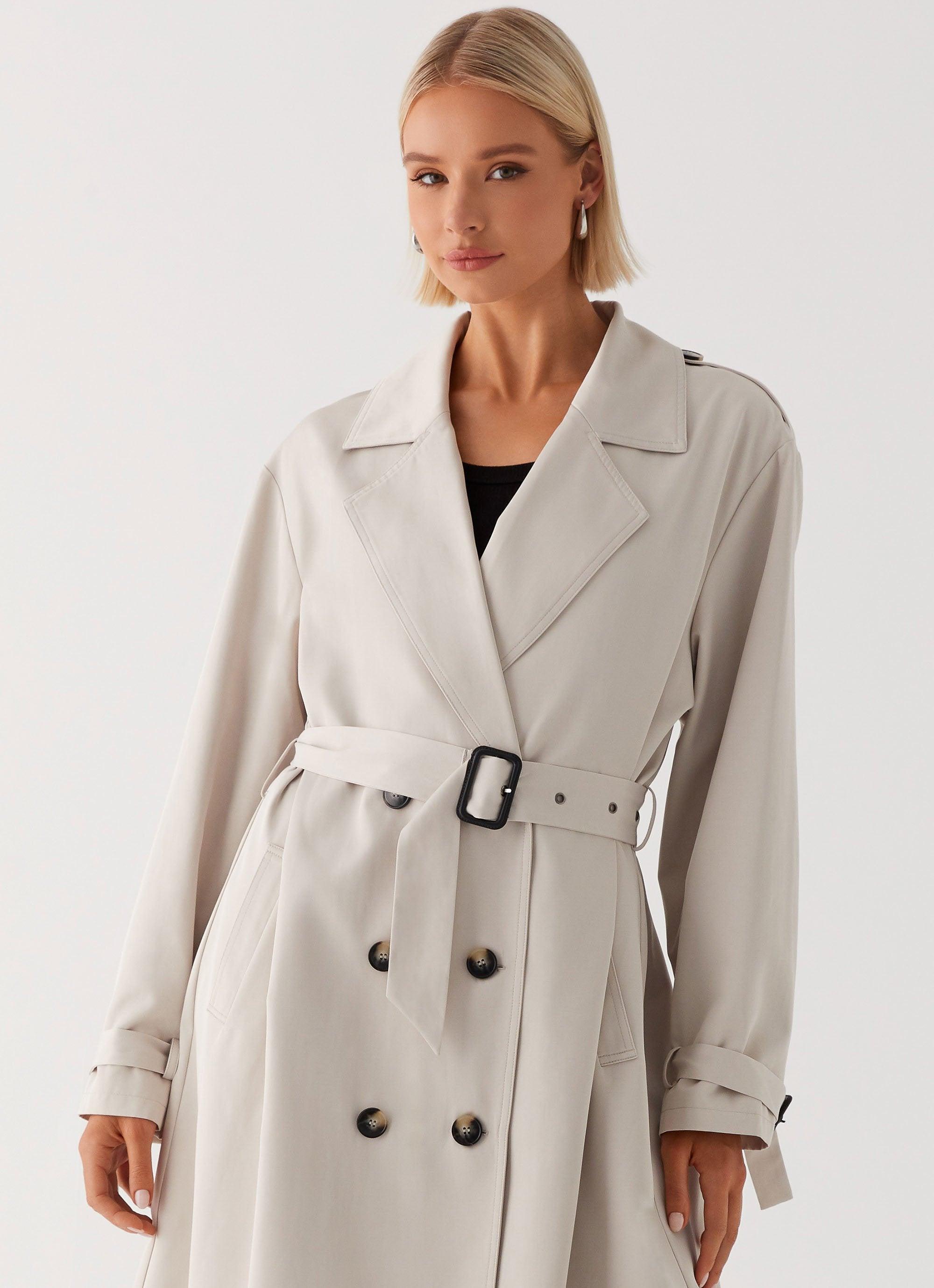 Frenchy Oversized Trench Coat - Stone Product Image