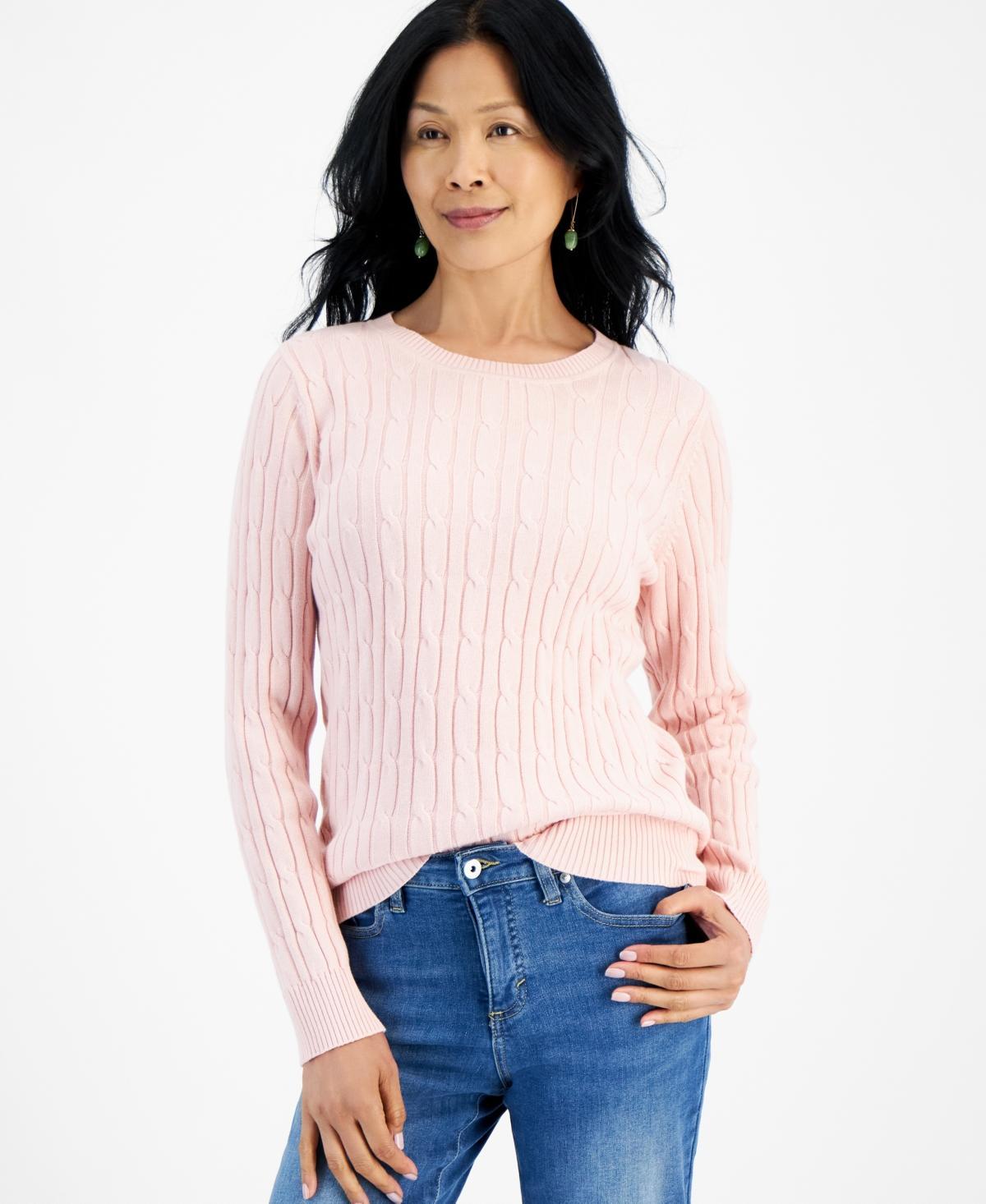 Style & Co Womens Cotton Cable-Knit Crewneck Sweater, Created for Macys Product Image