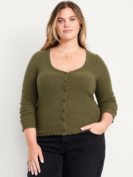 Button-Down Pointelle Top Product Image