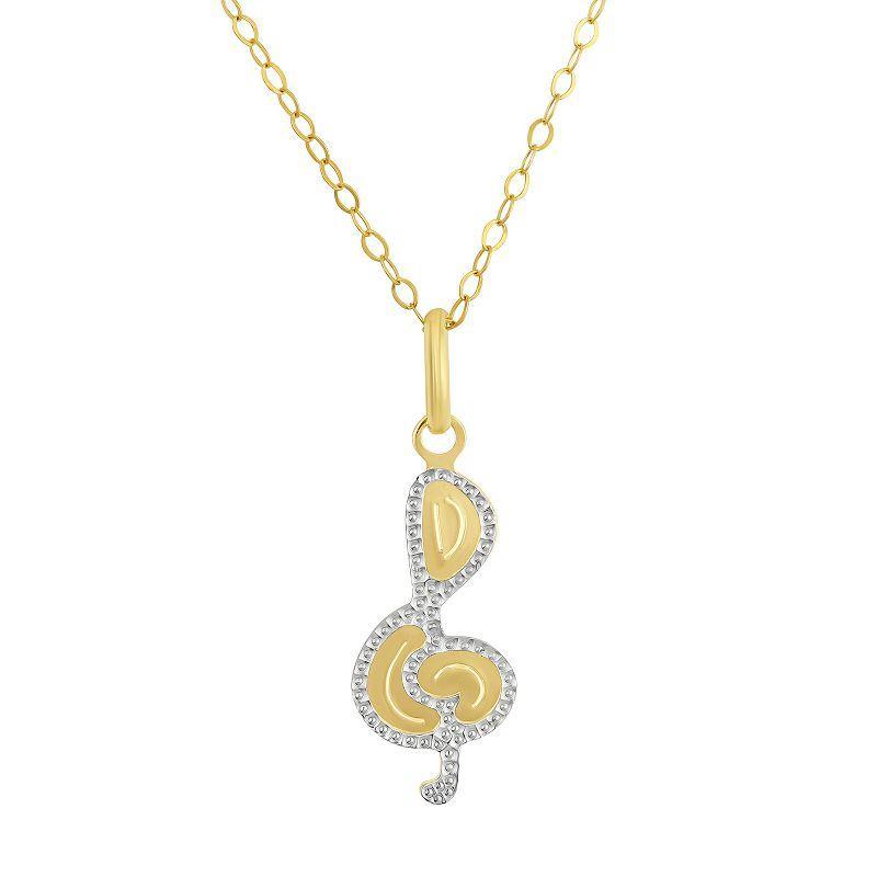 Taylor Grace Two-Tone 10k Gold Treble Clef Pendant Necklace, Womens 10k 2 Tone Product Image