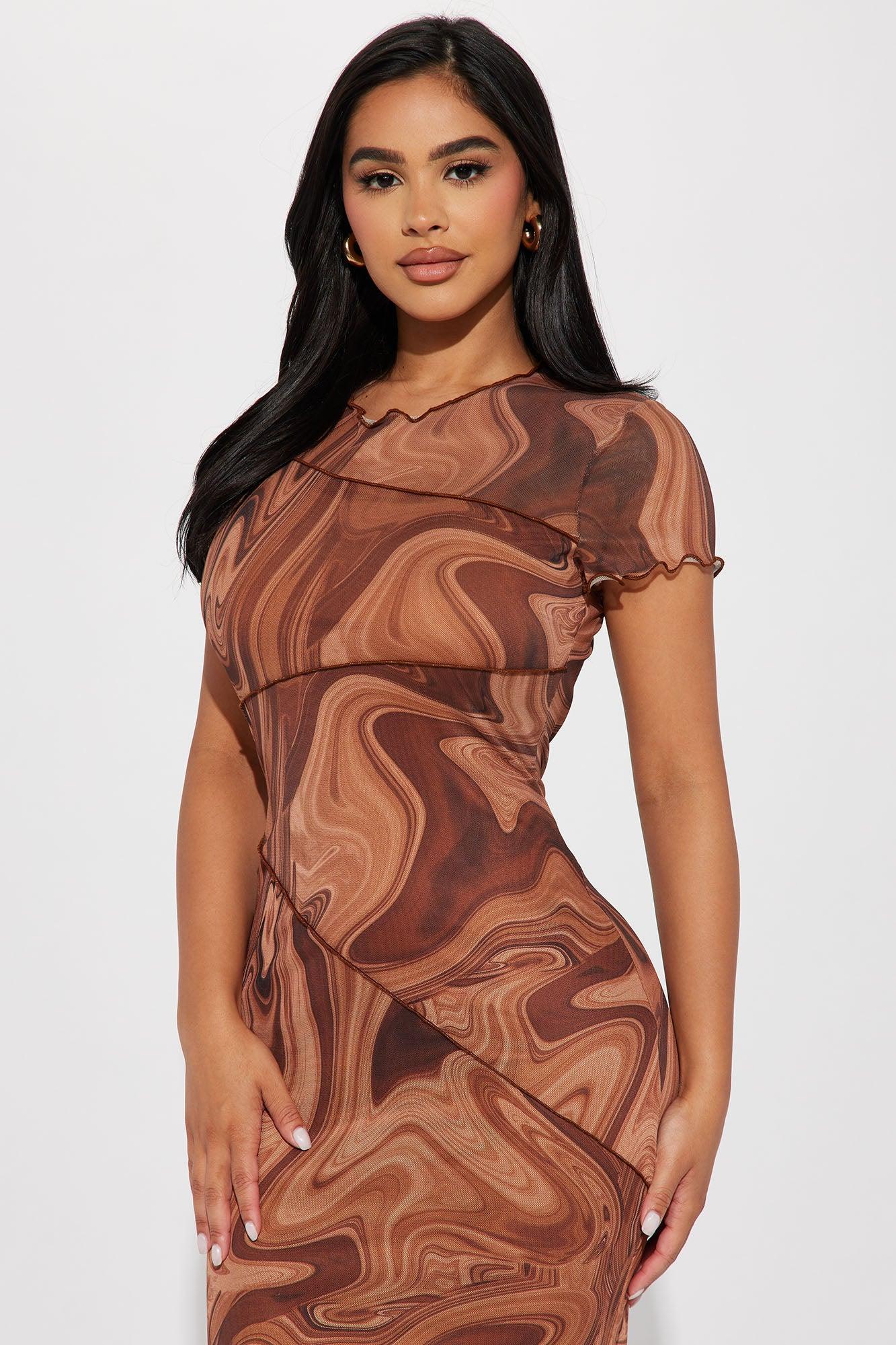 Get Groovy Midi Dress - Brown/combo Product Image