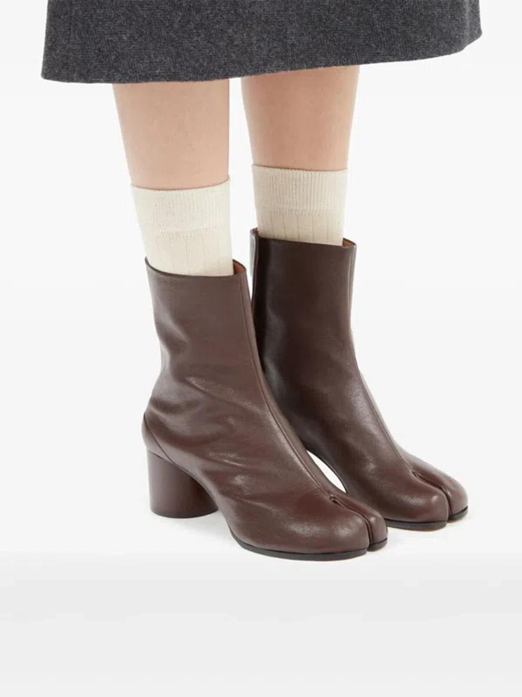 Tabi 60mm Leather Ankle Boots In Brown Product Image