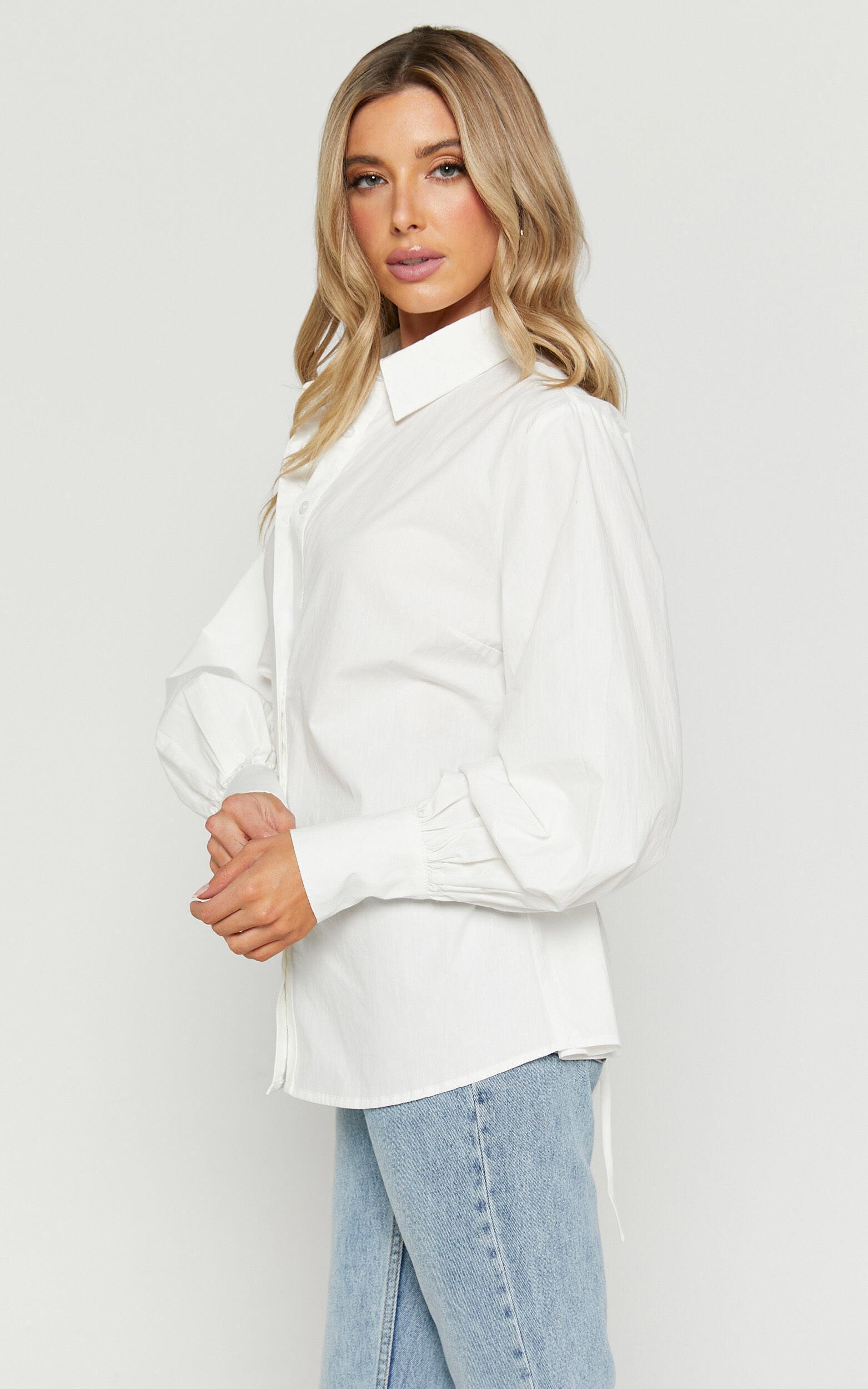 Tansu Long Sleeve Tie Back Shirt in White Product Image