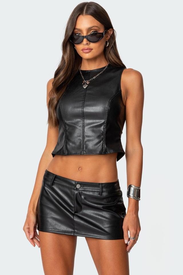 Frances Backless Faux Leather Top Product Image