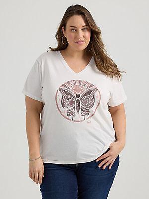 Women's Butterfly V-Neck Graphic Tee (Plus) | Women's Tops | Lee® Product Image