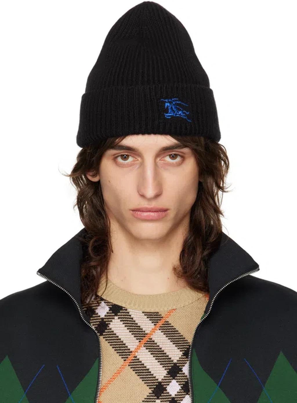 BURBERRY Black Ribbed Cashmere Beanie Product Image