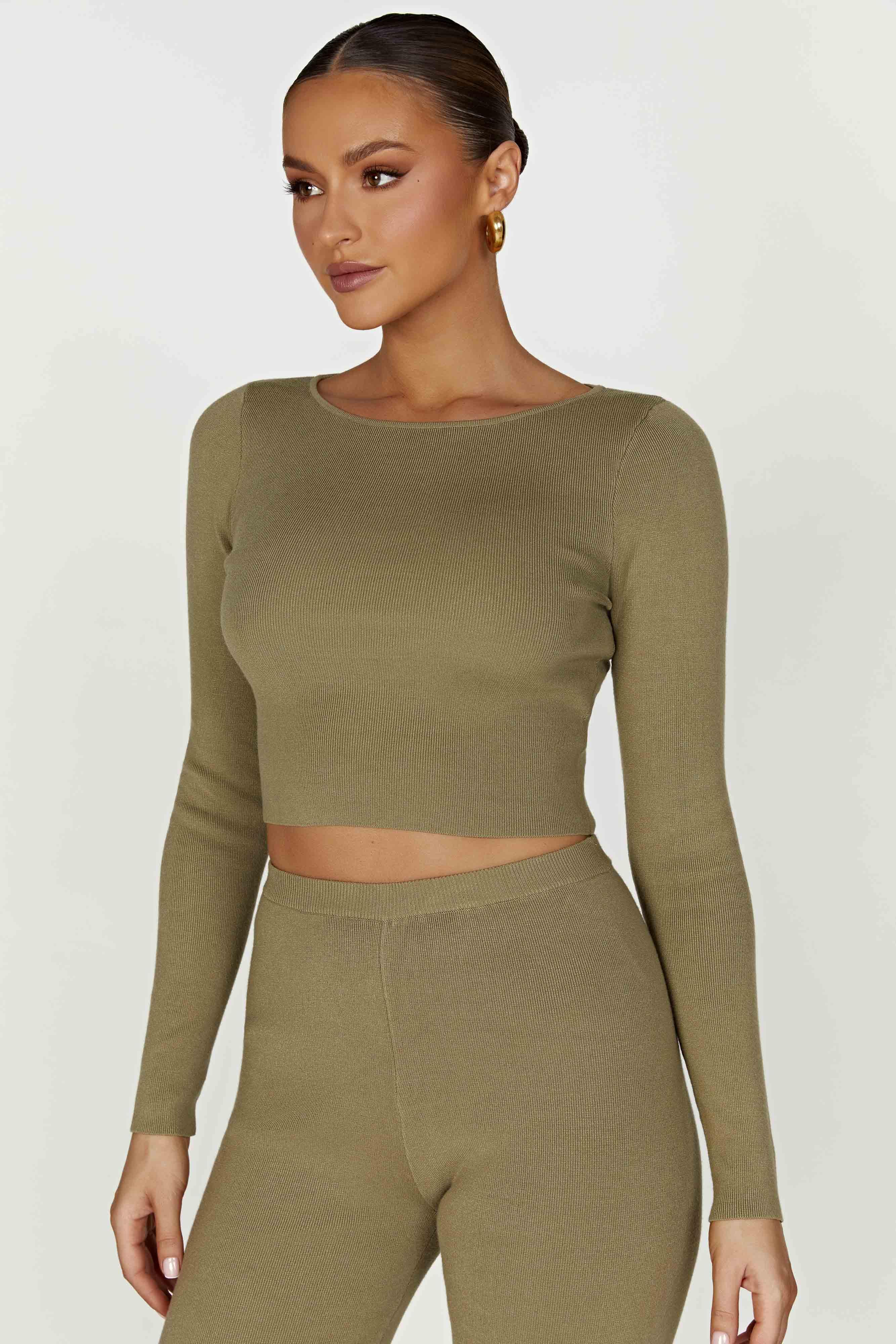 Haisley Long Sleeve Knit Top - Olive Product Image