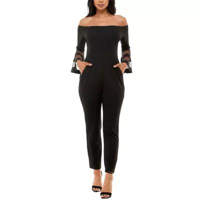 Premier Amour Off The Shoulder Womens Long Sleeve Jumpsuit Product Image