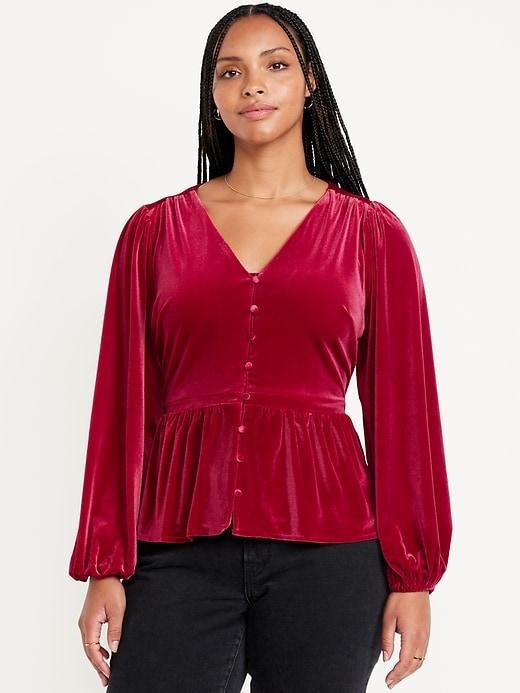 Waist-Defined Satin Peplum Top Product Image