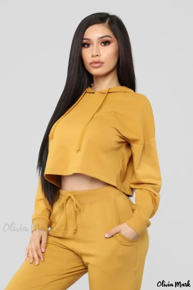 Olivia Mark – Single Color Crop Top and Bottom Set Product Image