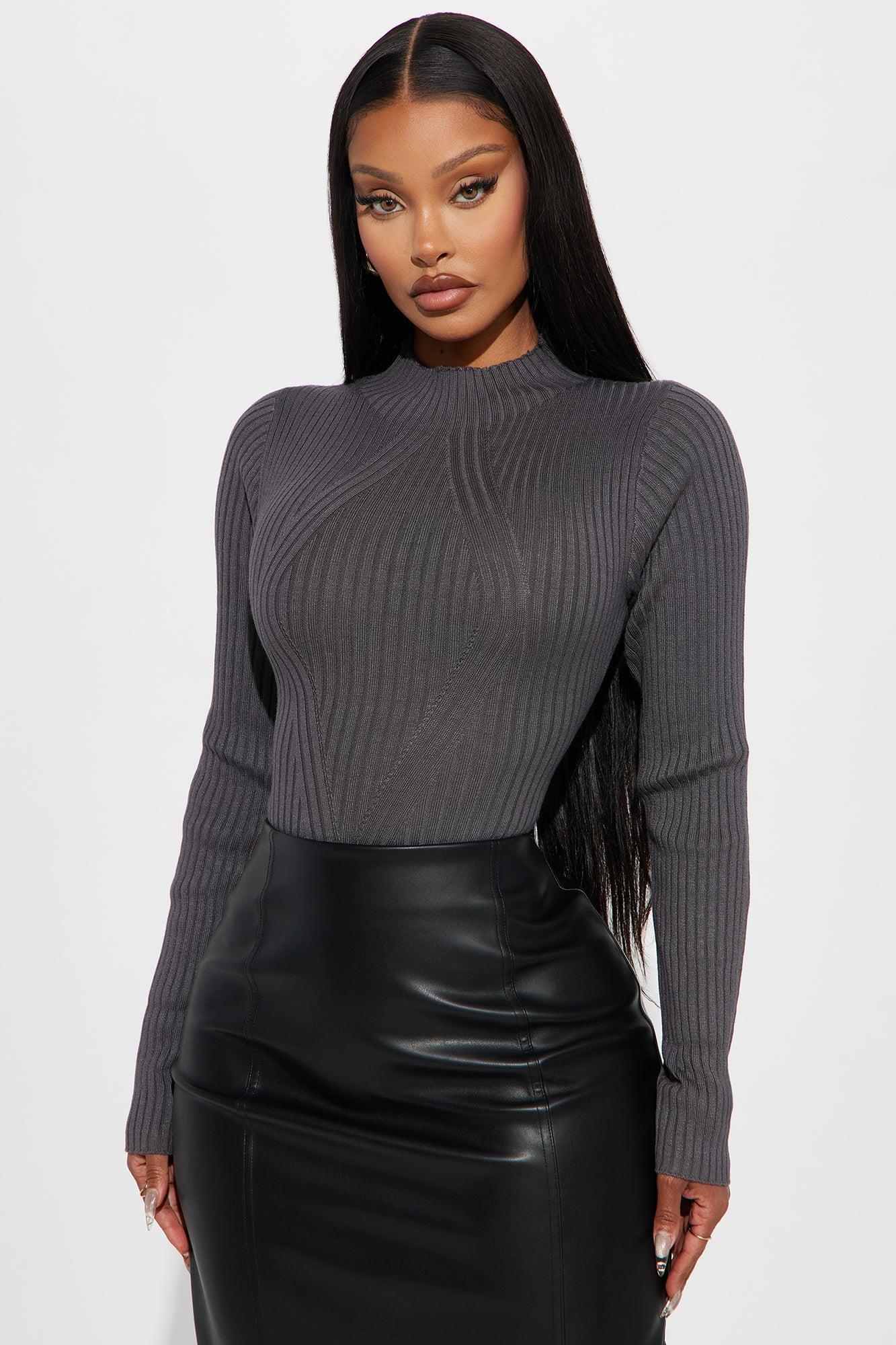 Marenna Sweater Bodysuit - Grey Product Image