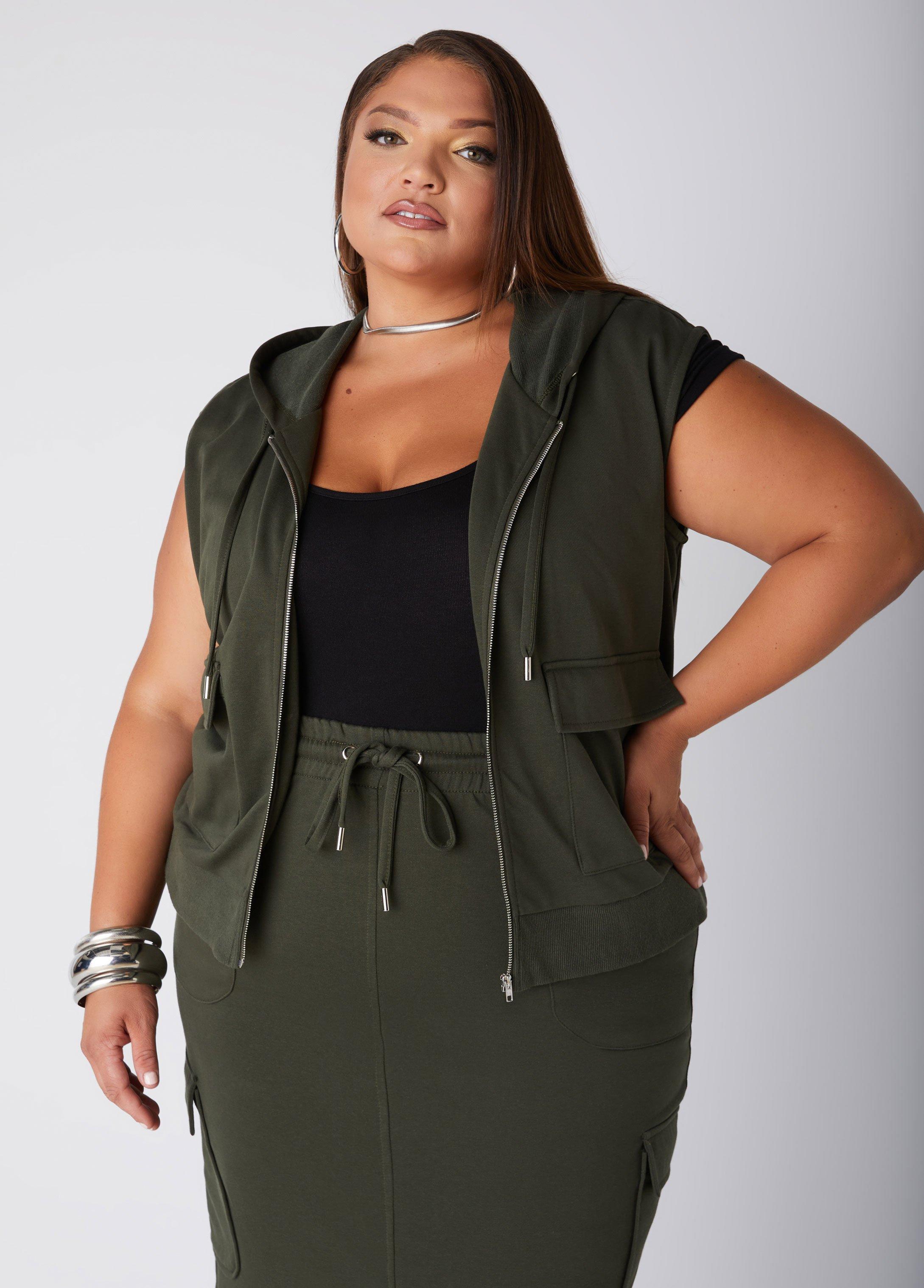 Plus Size French Terry Cargo Hoodie Ashley Stewart Product Image