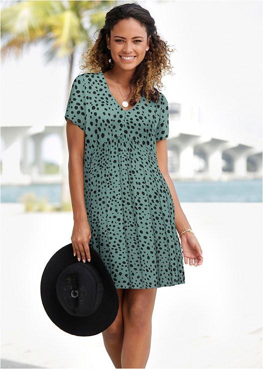 Printed V-Neck Dress Product Image