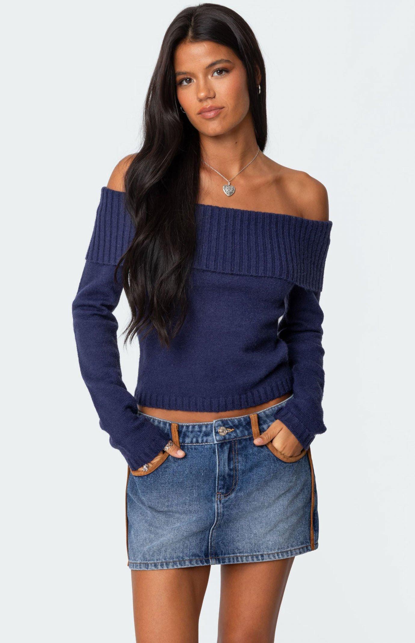 Edikted Women's Tamara Fold Over Knit Top Product Image