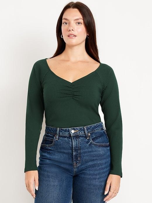 Cinched Rib-Knit Top Product Image