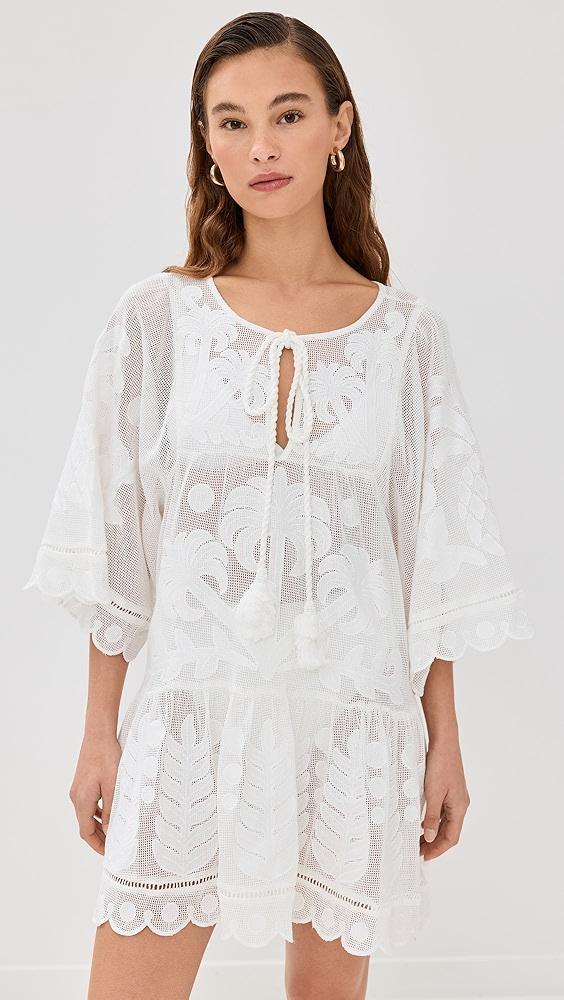 FARM Rio Palm Tree Cutwork White Mini Dress | Shopbop Product Image