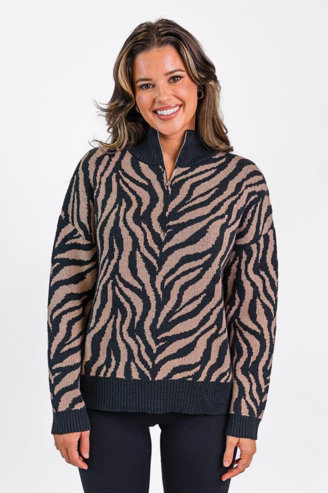 Make It Count In Wild Over You Quarter Zip Sweater FINAL SALE Product Image