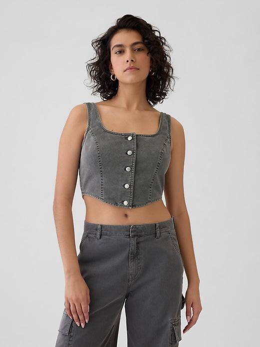 Structured Twill Cropped Corset Tank Product Image