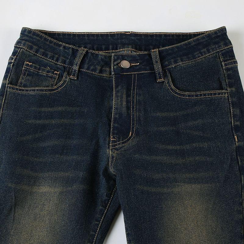 High Waist Washed Flared Jeans Product Image