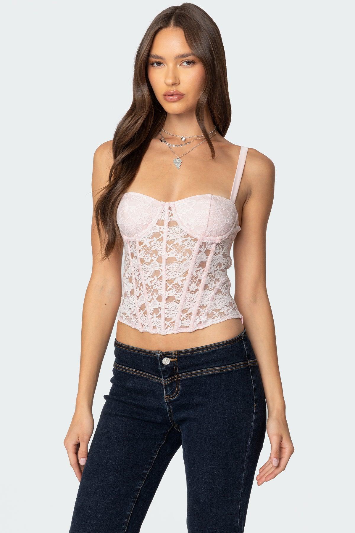 Drew Sheer Lace Cupped Corset Product Image