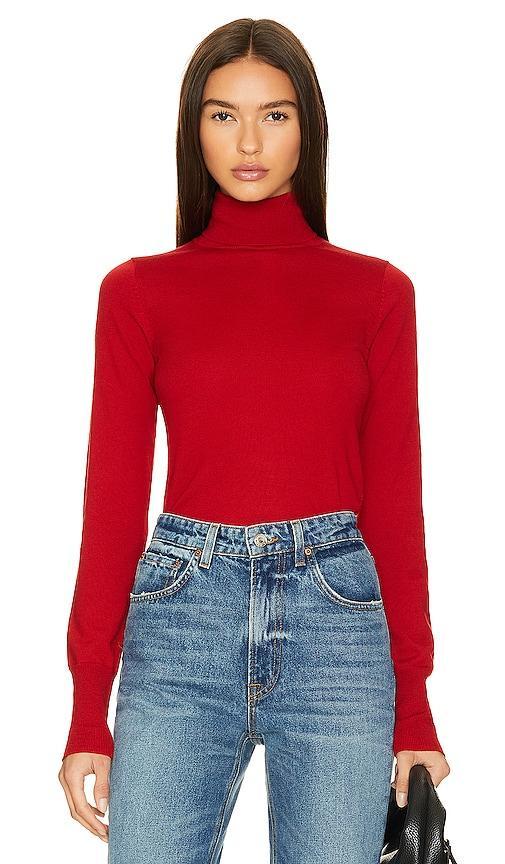 GRLFRND Merino Wool Turtleneck Sweater in Red. Size M, S, XL, XS, XXS. Product Image