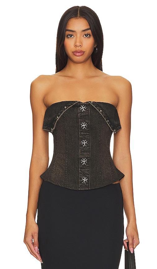 Miaou Scarlett Strapless Denim Corset Top Product Image