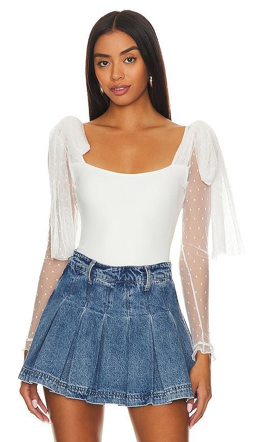 Free People Tongue Tied Mesh Sleeve Tie Shoulder Bodysuit Product Image