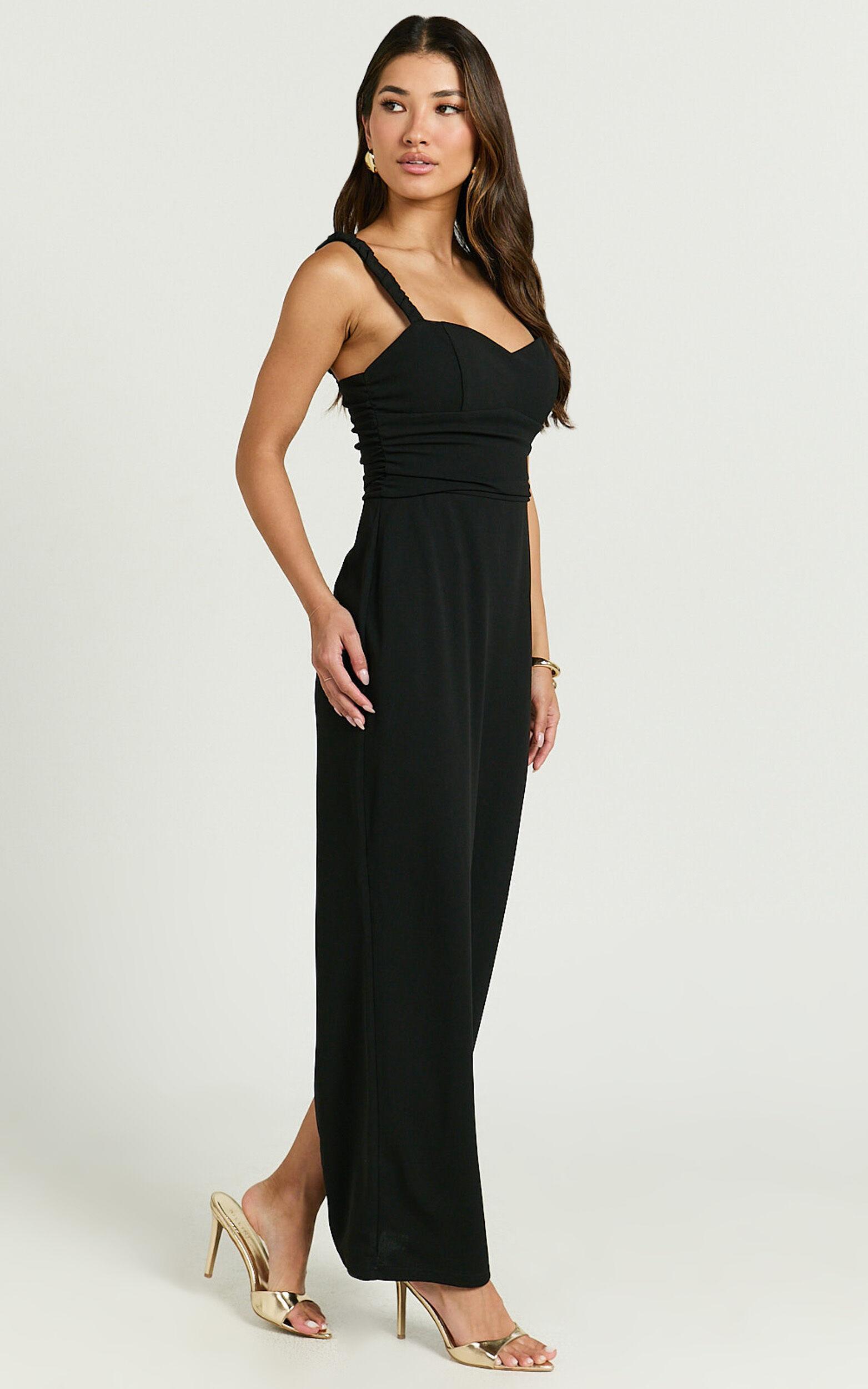 Tahlia Midi Dress - Sweetheart Ruched Dress in Black Product Image