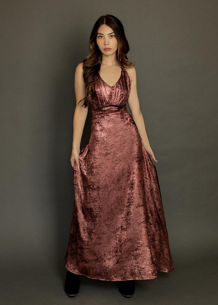 Monroe Dress in Metallic Raisin Product Image