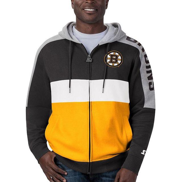 Mens Starter /Gold Boston Bruins Playoffs Color Block Full-Zip Hoodie Product Image