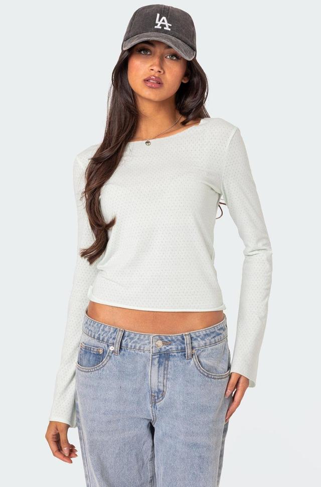 Maddison Pointelle Long Sleeve T Shirt Product Image