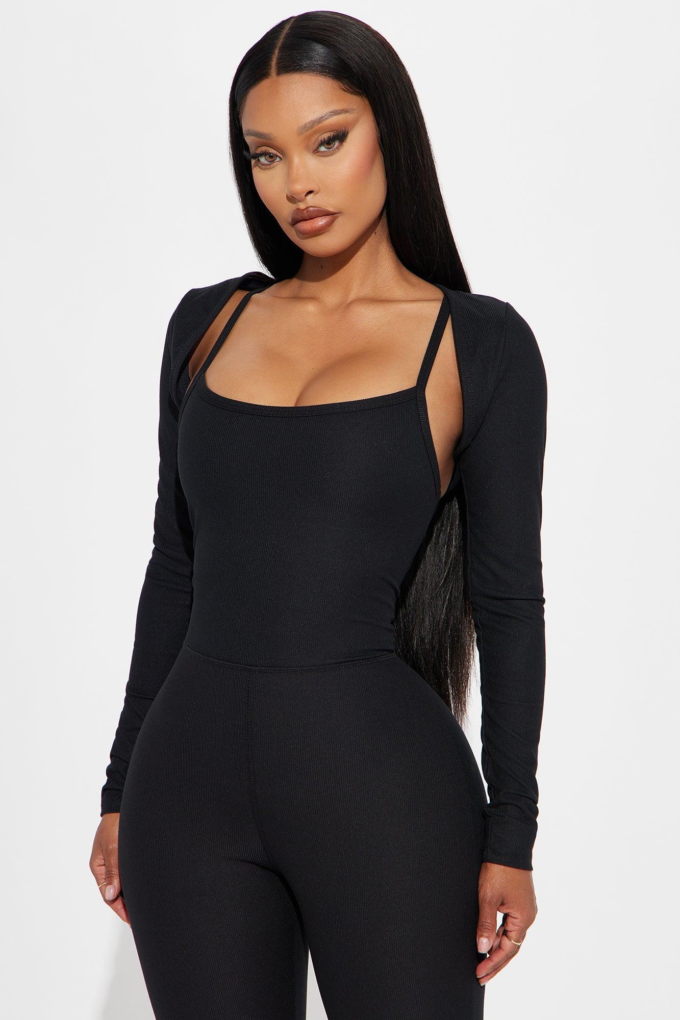 Unbothered Seamless Jumpsuit Set - Black Product Image