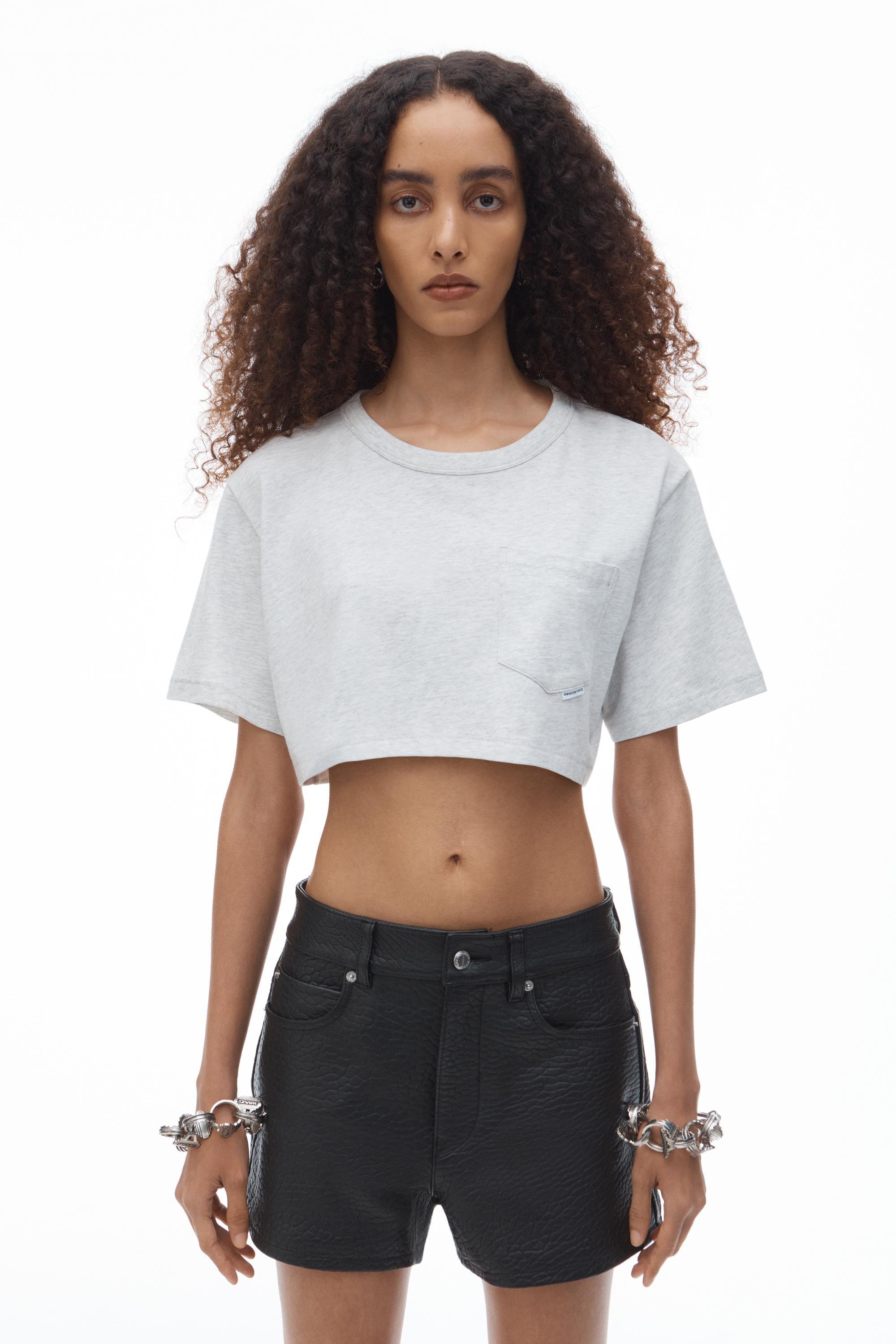 Cropped Pocket Tee In High Twist Jersey Product Image