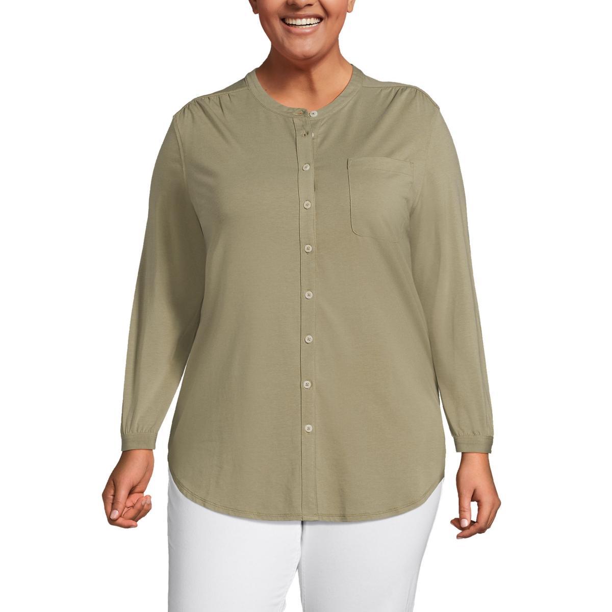 Lands End Plus Size Long Sleeve Jersey A-line Tunic Product Image