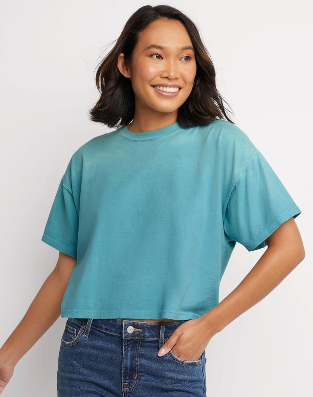 Hanes Womens Garment Dyed Ombre Crop T-Shirt Spanish Moss Fake XS Product Image