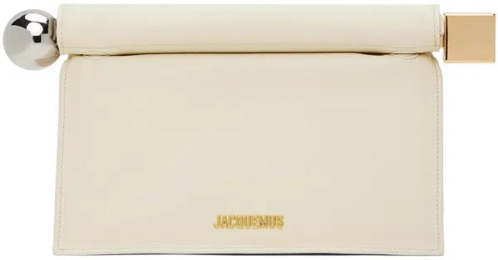 JACQUEMUS La Petite Pochette Rond Leather Clutch In White Product Image