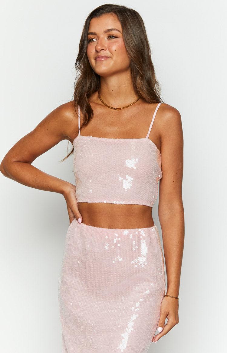 Bellah Pink Sequin Crop Top product image