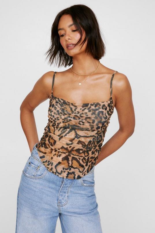 Leopard Mesh Corset Top Product Image