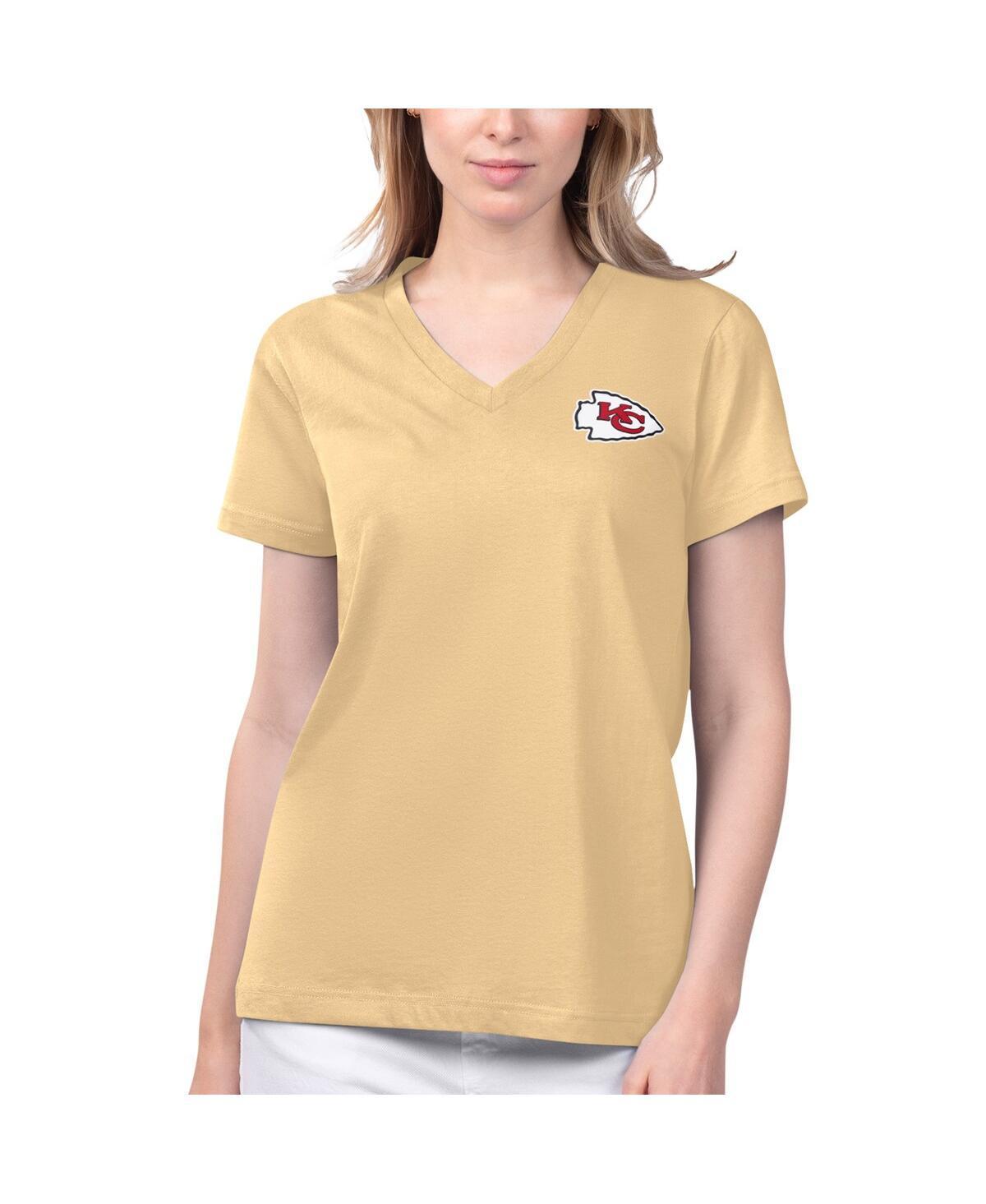 Womens Margaritaville Gold Kansas City Chiefs Game Time V-Neck T-shirt Product Image